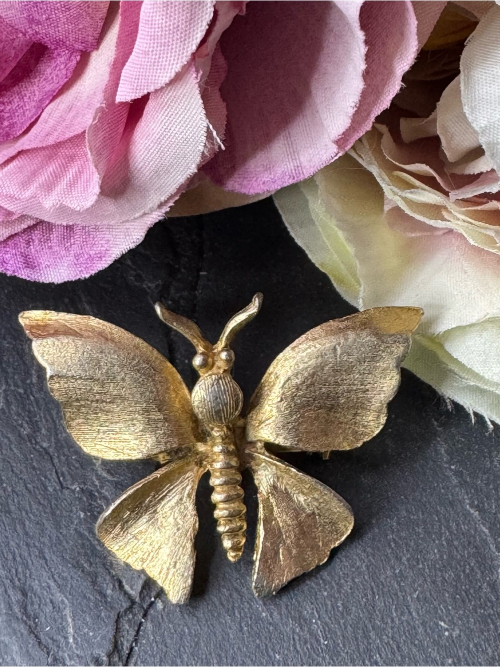 Vintage Gold tone Butterfly Home Accent Brooch